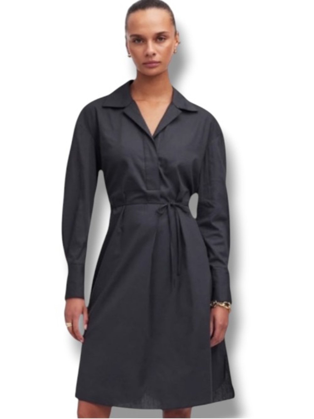 Madewell Women’s Belted Mini Shirtdress Black Dress NWT